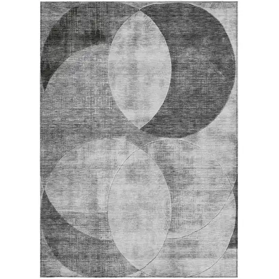 Gray And Charcoal Geometric Washable Indoor Outdoor Area Rug Photo 5