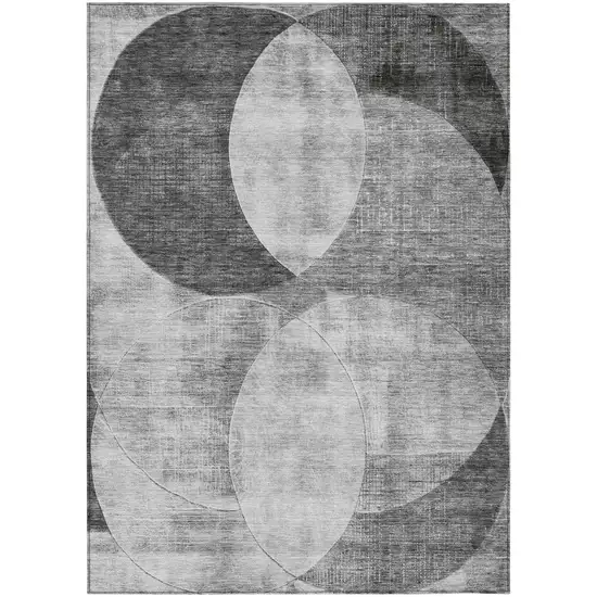 Gray And Charcoal Geometric Washable Indoor Outdoor Area Rug Photo 2