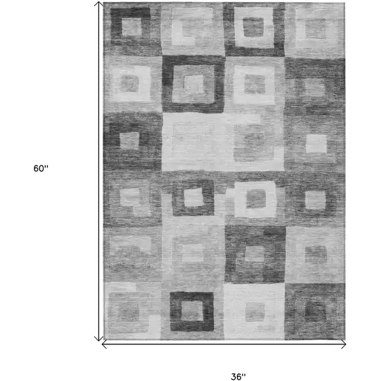 Gray And Charcoal Geometric Washable Indoor Outdoor Area Rug Photo 7