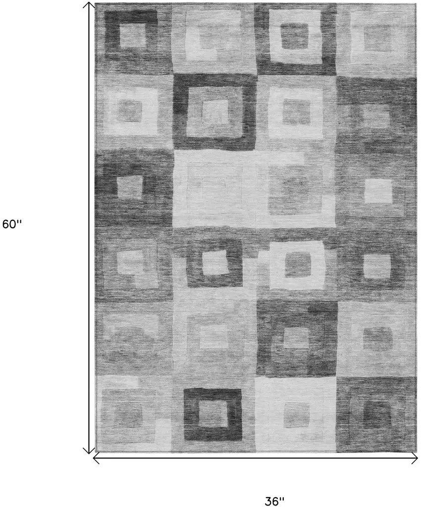 Gray And Charcoal Geometric Washable Indoor Outdoor Area Rug Photo 7
