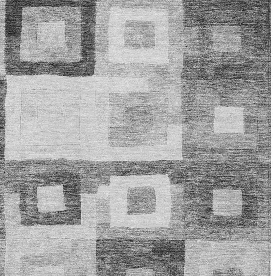 Gray And Charcoal Geometric Washable Indoor Outdoor Area Rug Photo 5