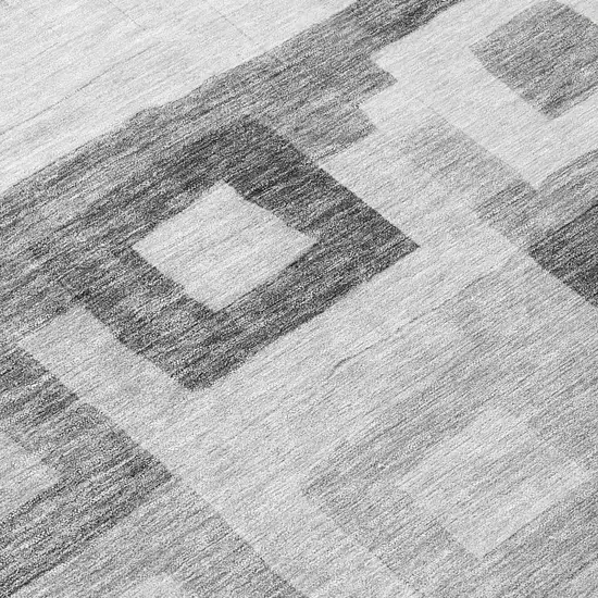 Gray And Charcoal Geometric Washable Indoor Outdoor Area Rug Photo 8