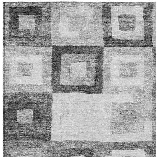 Gray And Charcoal Geometric Washable Indoor Outdoor Area Rug Photo 5