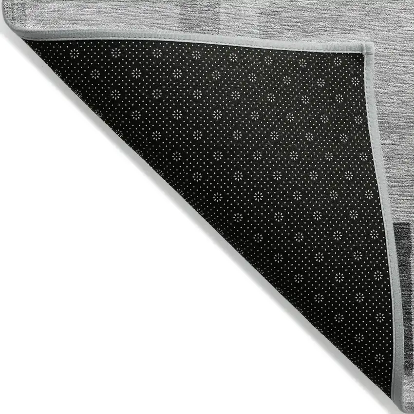Gray And Charcoal Geometric Washable Indoor Outdoor Area Rug Photo 3