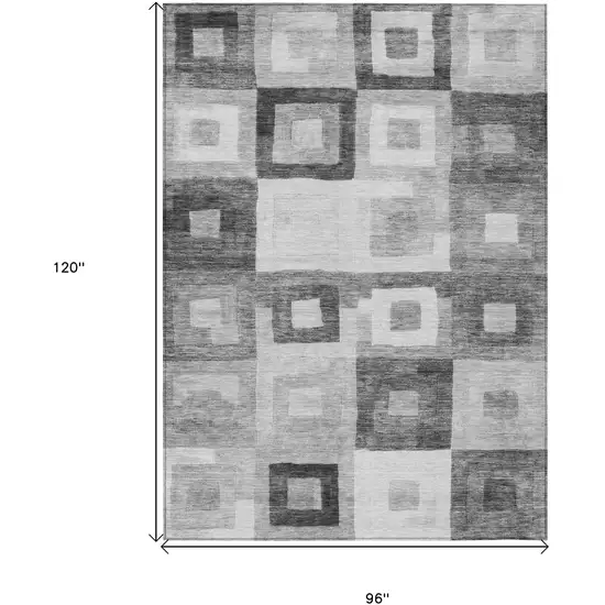 Gray And Charcoal Geometric Washable Indoor Outdoor Area Rug Photo 7