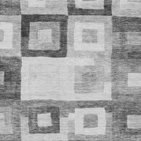 Gray And Charcoal Geometric Washable Indoor Outdoor Area Rug Photo 5