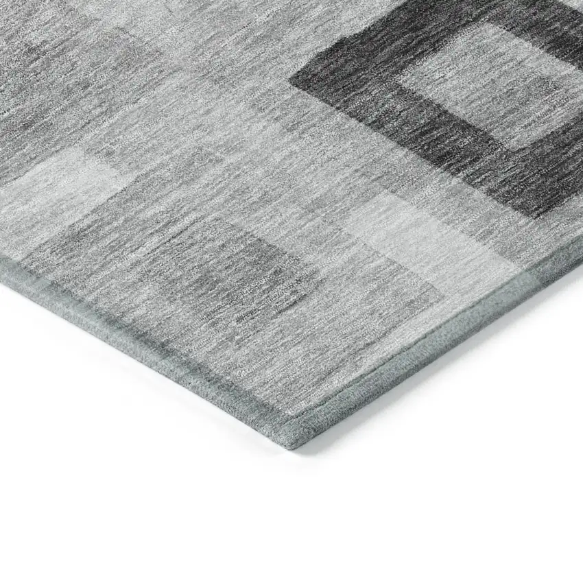 Gray And Charcoal Geometric Washable Indoor Outdoor Area Rug Photo 4