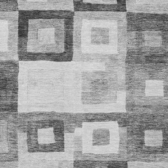Gray And Charcoal Geometric Washable Indoor Outdoor Area Rug Photo 5