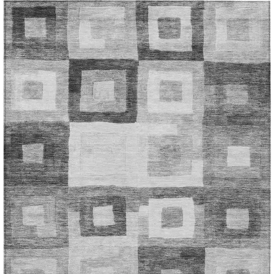 Gray And Charcoal Geometric Washable Indoor Outdoor Area Rug Photo 5