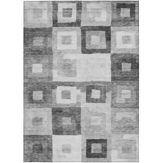 Gray And Charcoal Geometric Washable Indoor Outdoor Area Rug Photo 6