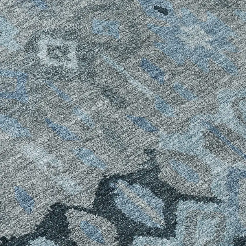 Gray And Charcoal Geometric Washable Indoor Outdoor Area Rug Photo 9