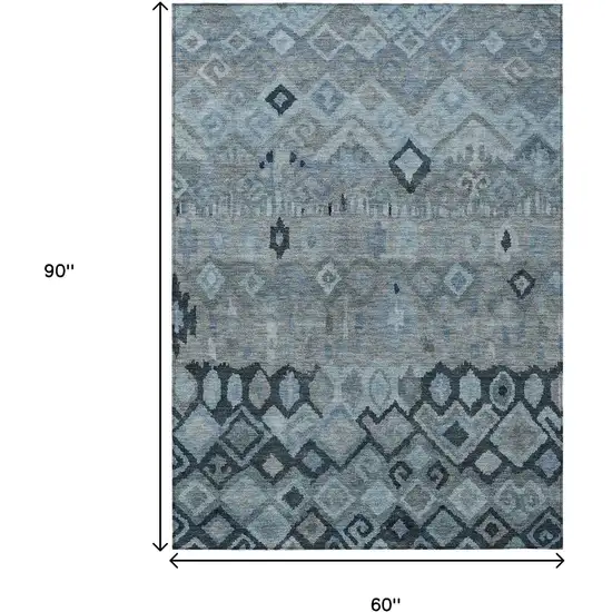 Gray And Charcoal Geometric Washable Indoor Outdoor Area Rug Photo 3