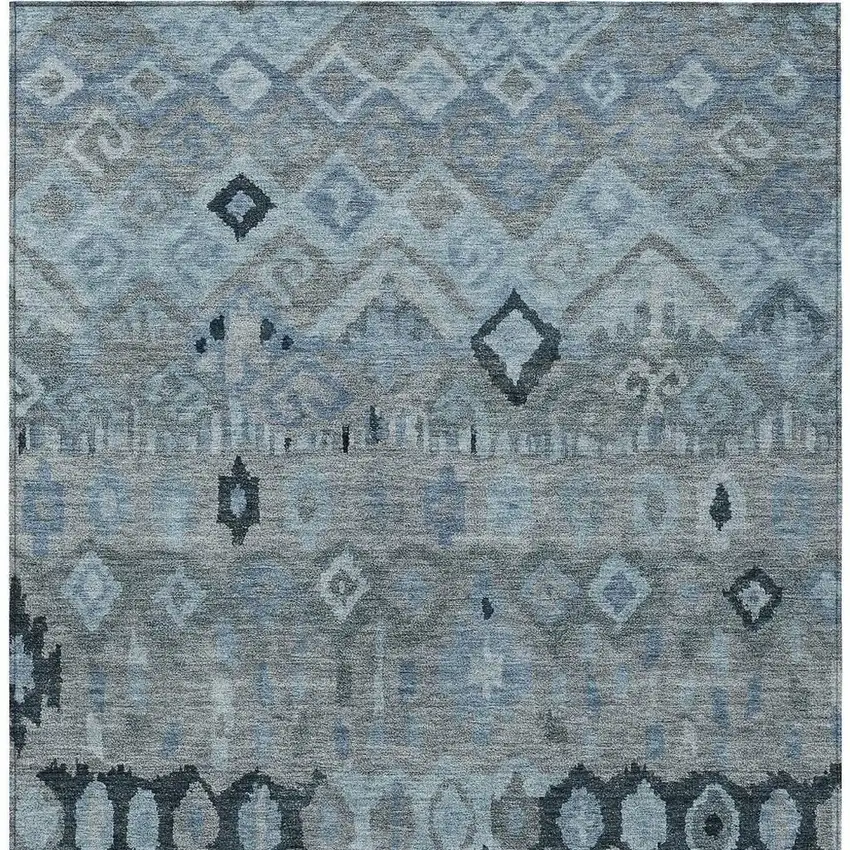 Gray And Charcoal Geometric Washable Indoor Outdoor Area Rug Photo 6