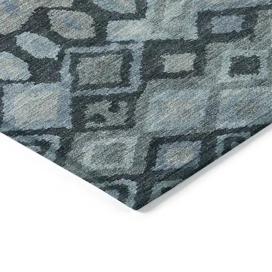 Gray And Charcoal Geometric Washable Indoor Outdoor Area Rug Photo 7