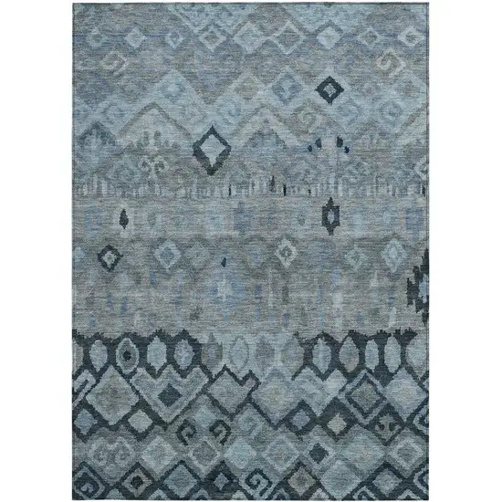 Gray And Charcoal Geometric Washable Indoor Outdoor Area Rug Photo 4