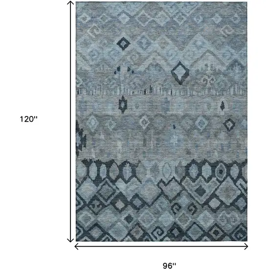 Gray And Charcoal Geometric Washable Indoor Outdoor Area Rug Photo 3