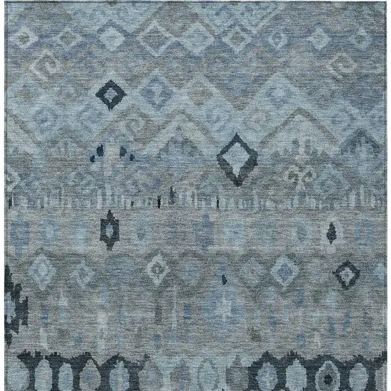 Gray And Charcoal Geometric Washable Indoor Outdoor Area Rug Photo 5