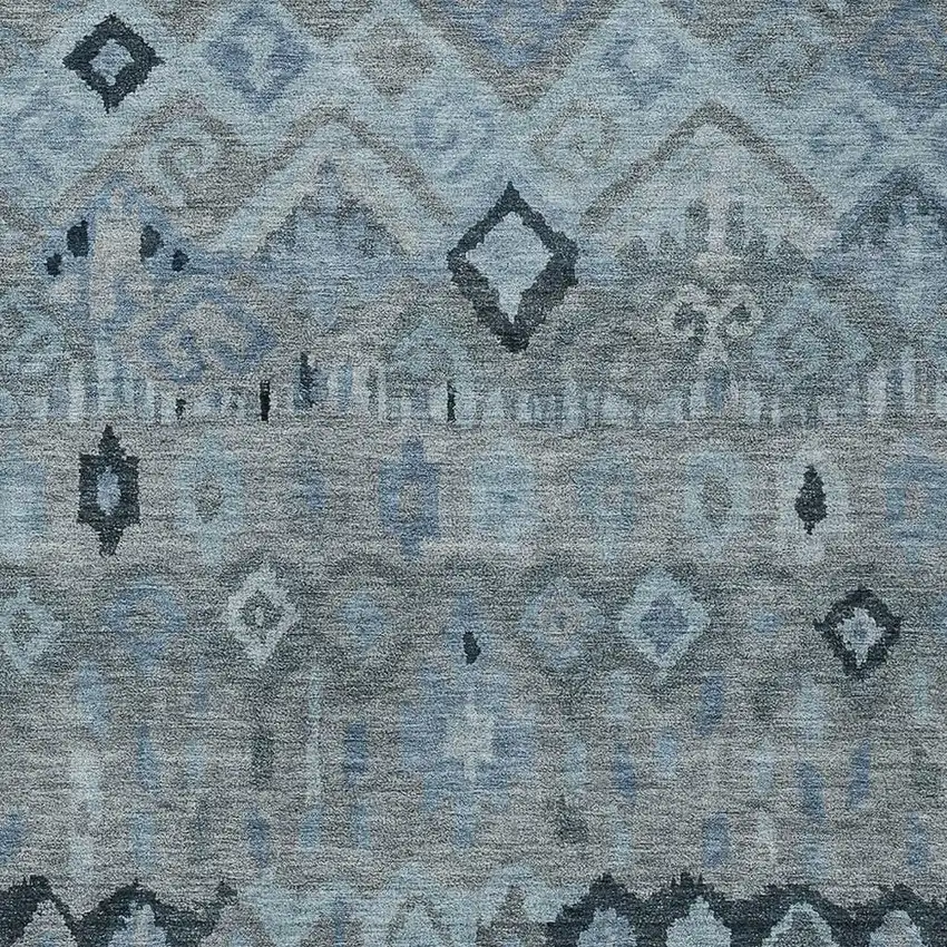 Gray And Charcoal Geometric Washable Indoor Outdoor Area Rug Photo 7