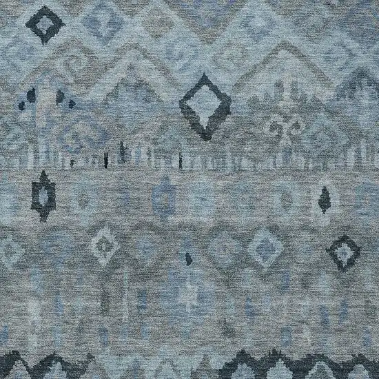 Gray And Charcoal Geometric Washable Indoor Outdoor Area Rug Photo 7