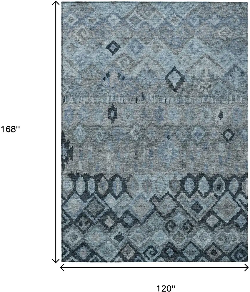 Gray And Charcoal Geometric Washable Indoor Outdoor Area Rug Photo 3