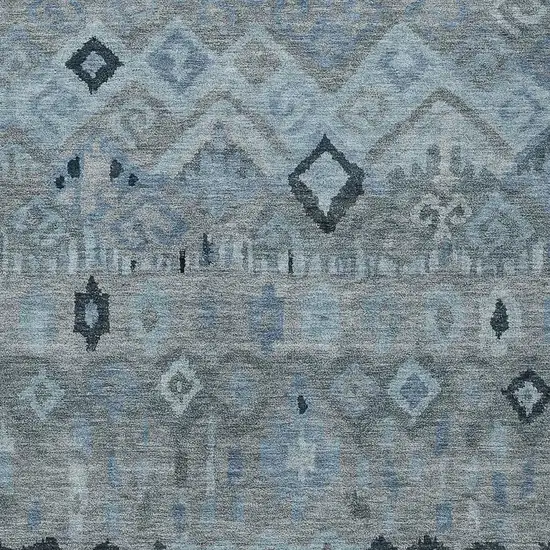 Gray And Charcoal Geometric Washable Indoor Outdoor Area Rug Photo 7