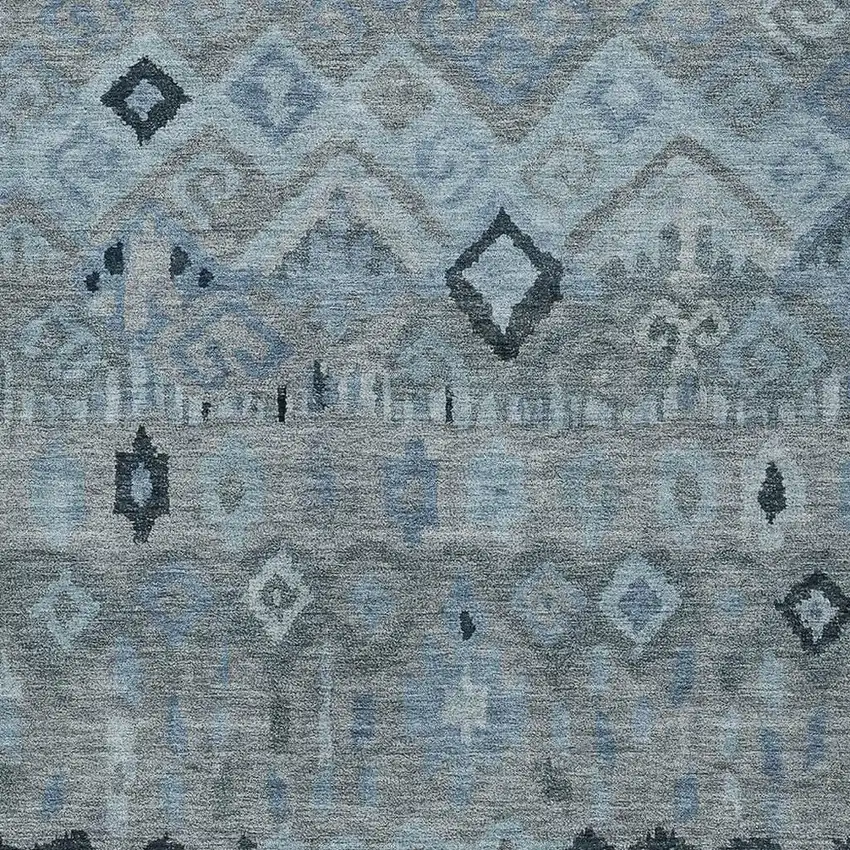 Gray And Charcoal Geometric Washable Indoor Outdoor Area Rug Photo 7