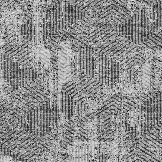 Gray And Charcoal Geometric Washable Indoor Outdoor Area Rug Photo 6