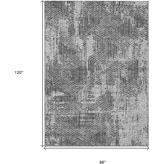 Gray And Charcoal Geometric Washable Indoor Outdoor Area Rug Photo 3
