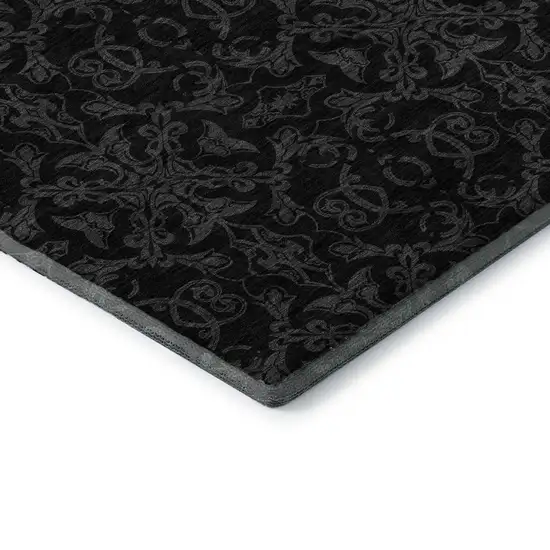 Gray And Charcoal Medallion Washable Area Rug With UV Protection Photo 8