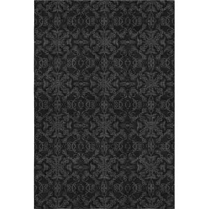 Photo of Gray And Charcoal Medallion Washable Area Rug With UV Protection