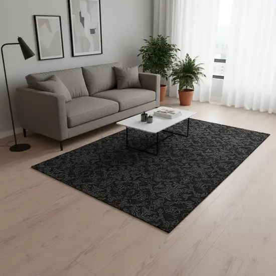 Gray And Charcoal Medallion Washable Area Rug With UV Protection Photo 2