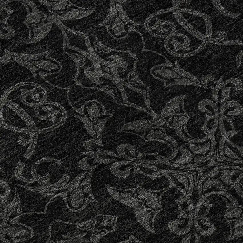 Gray And Charcoal Medallion Washable Area Rug With UV Protection Photo 8
