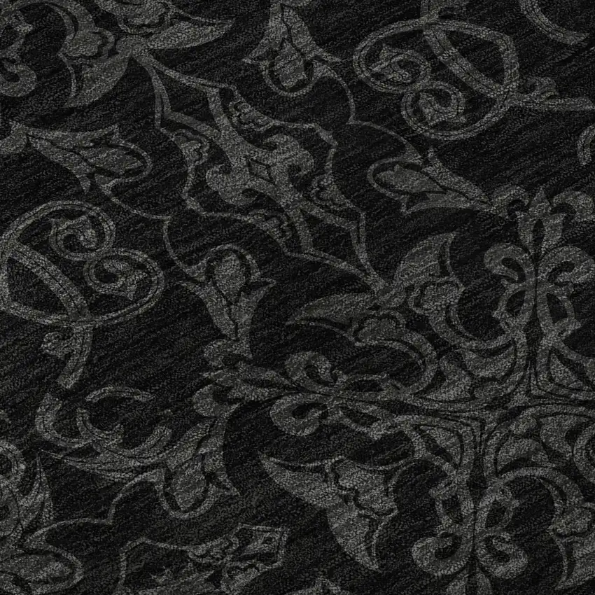 Gray And Charcoal Medallion Washable Area Rug With UV Protection Photo 9