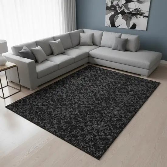 Gray And Charcoal Medallion Washable Area Rug With UV Protection Photo 2