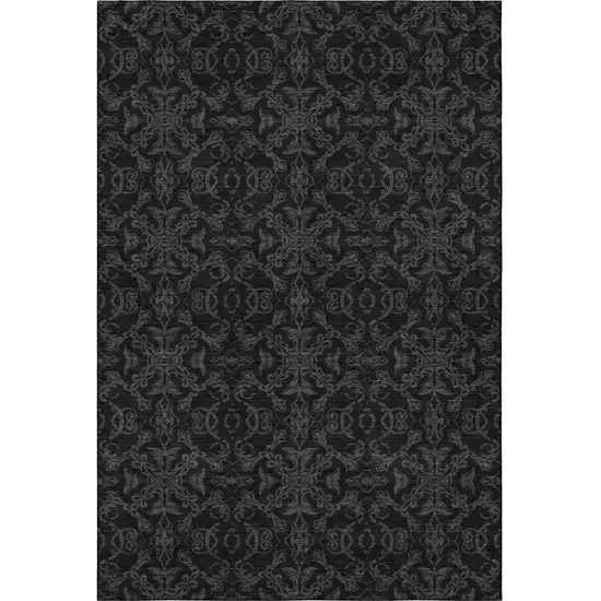 Gray And Charcoal Medallion Washable Area Rug With UV Protection Photo 3