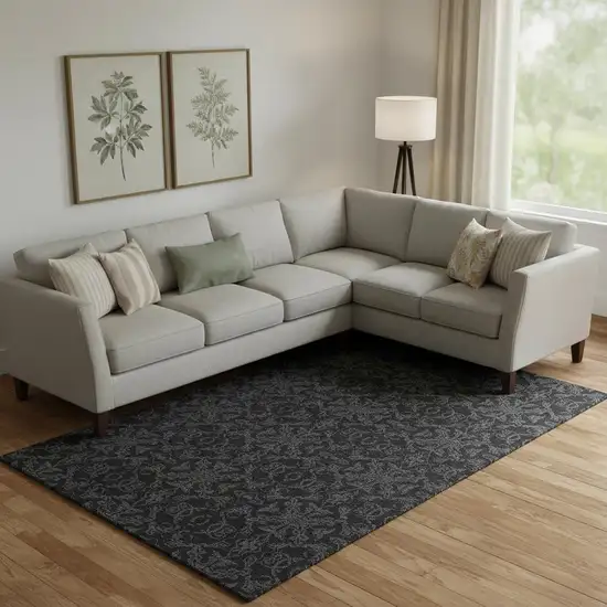 Gray And Charcoal Medallion Washable Area Rug With UV Protection Photo 1