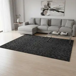 Photo of Gray And Charcoal Medallion Washable Area Rug With UV Protection