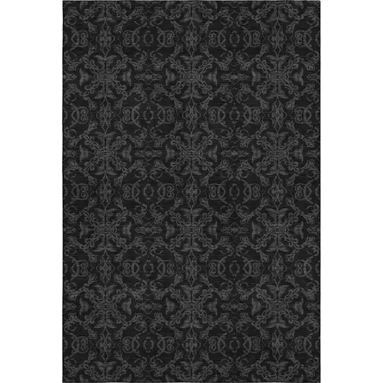 Gray And Charcoal Medallion Washable Area Rug With UV Protection Photo 2