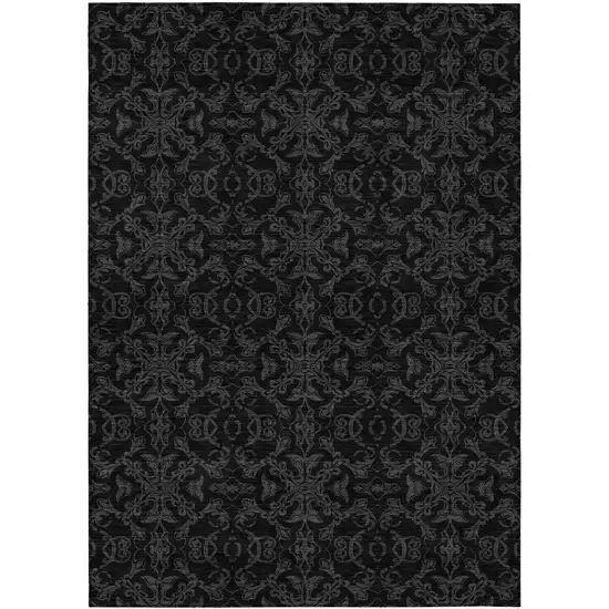 Gray And Charcoal Medallion Washable Indoor Outdoor Area Rug Photo 2