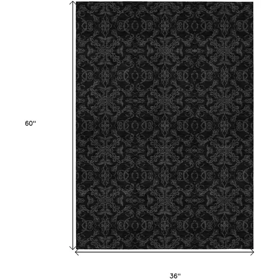 Gray And Charcoal Medallion Washable Indoor Outdoor Area Rug Photo 7