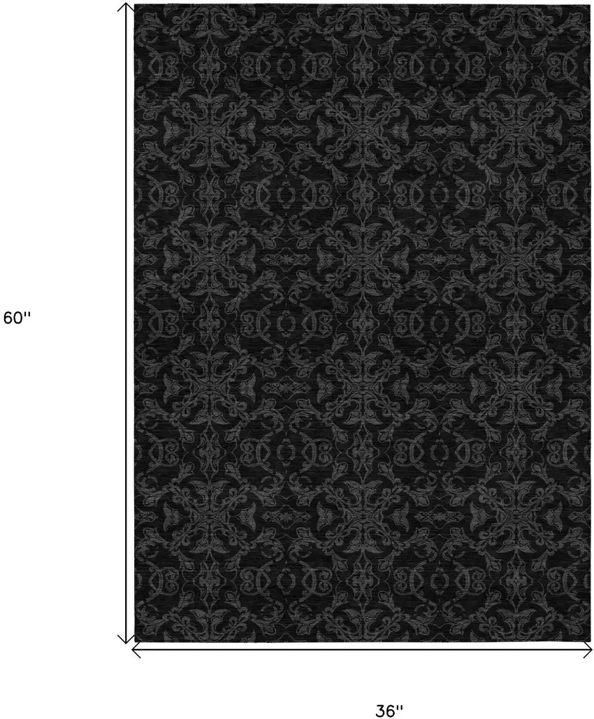 Gray And Charcoal Medallion Washable Indoor Outdoor Area Rug Photo 7