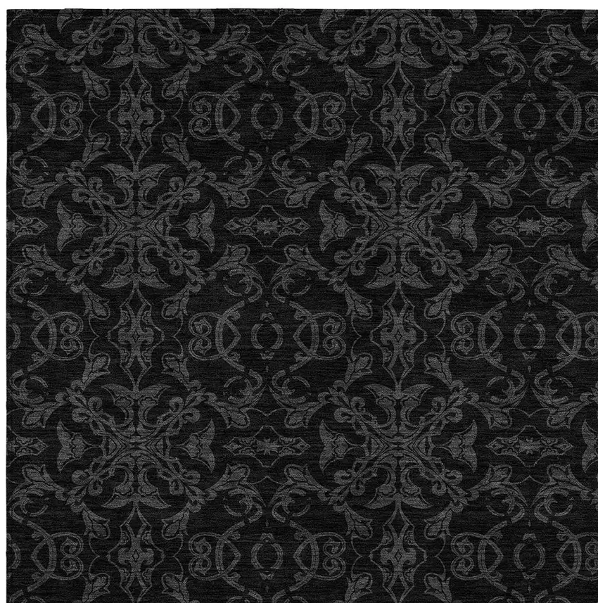 Gray And Charcoal Medallion Washable Indoor Outdoor Area Rug Photo 5