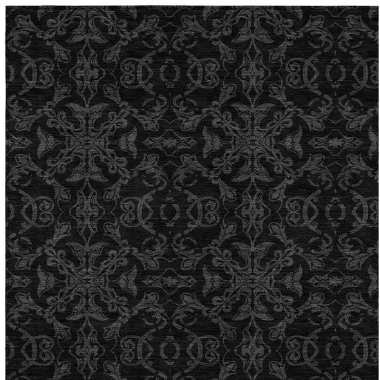 Gray And Charcoal Medallion Washable Indoor Outdoor Area Rug Photo 5