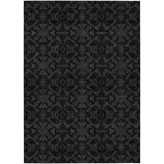 Gray And Charcoal Medallion Washable Indoor Outdoor Area Rug Photo 2