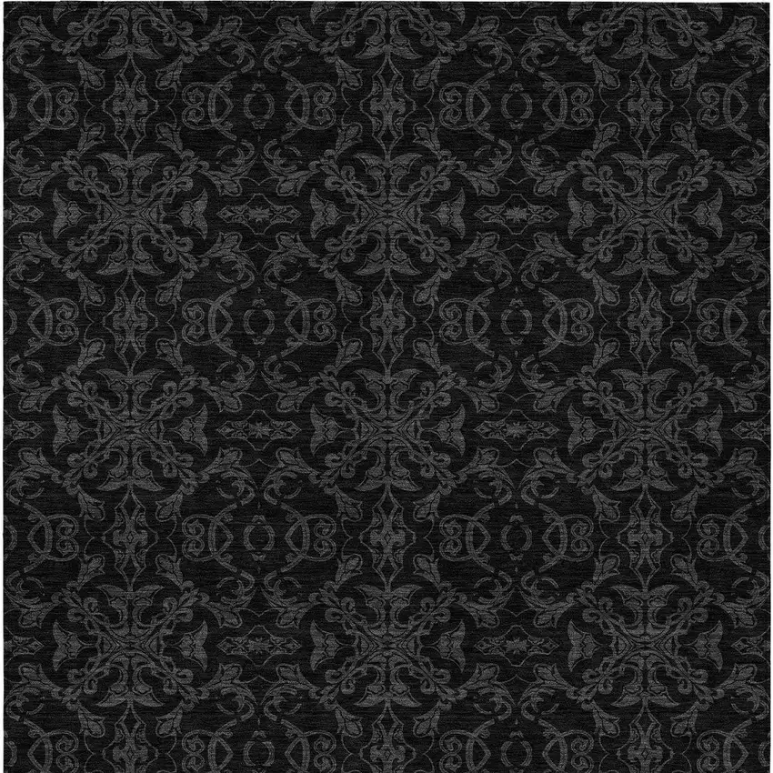 Gray And Charcoal Medallion Washable Indoor Outdoor Area Rug Photo 6