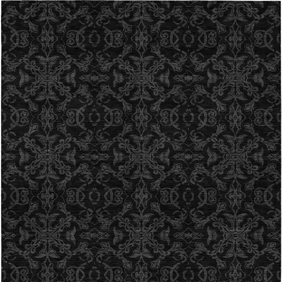 Gray And Charcoal Medallion Washable Indoor Outdoor Area Rug Photo 6