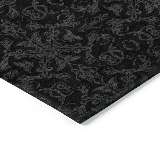 Gray And Charcoal Medallion Washable Indoor Outdoor Area Rug Photo 5