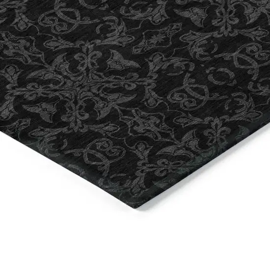 Gray And Charcoal Medallion Washable Indoor Outdoor Area Rug Photo 5
