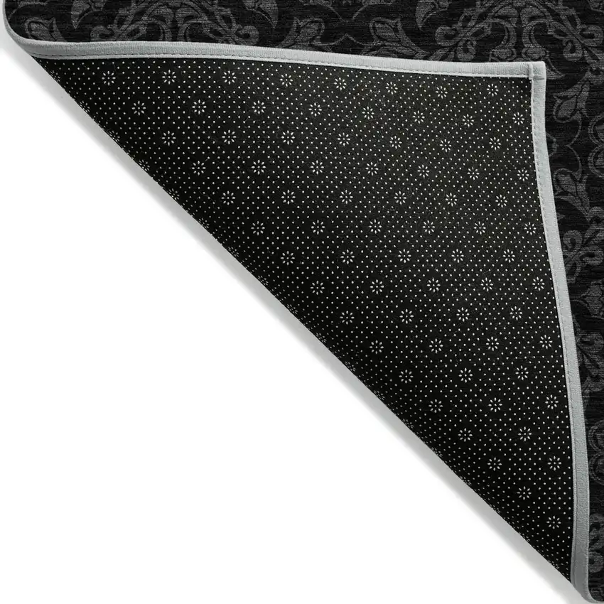 Gray And Charcoal Medallion Washable Indoor Outdoor Area Rug Photo 4