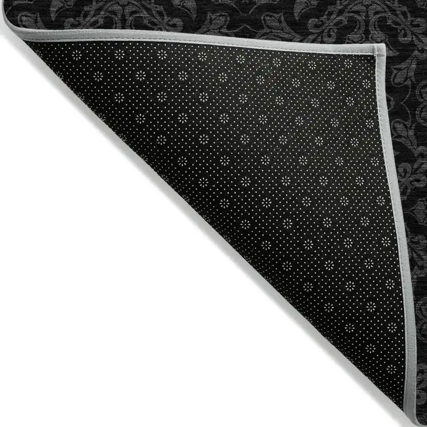 Gray And Charcoal Medallion Washable Indoor Outdoor Area Rug Photo 4